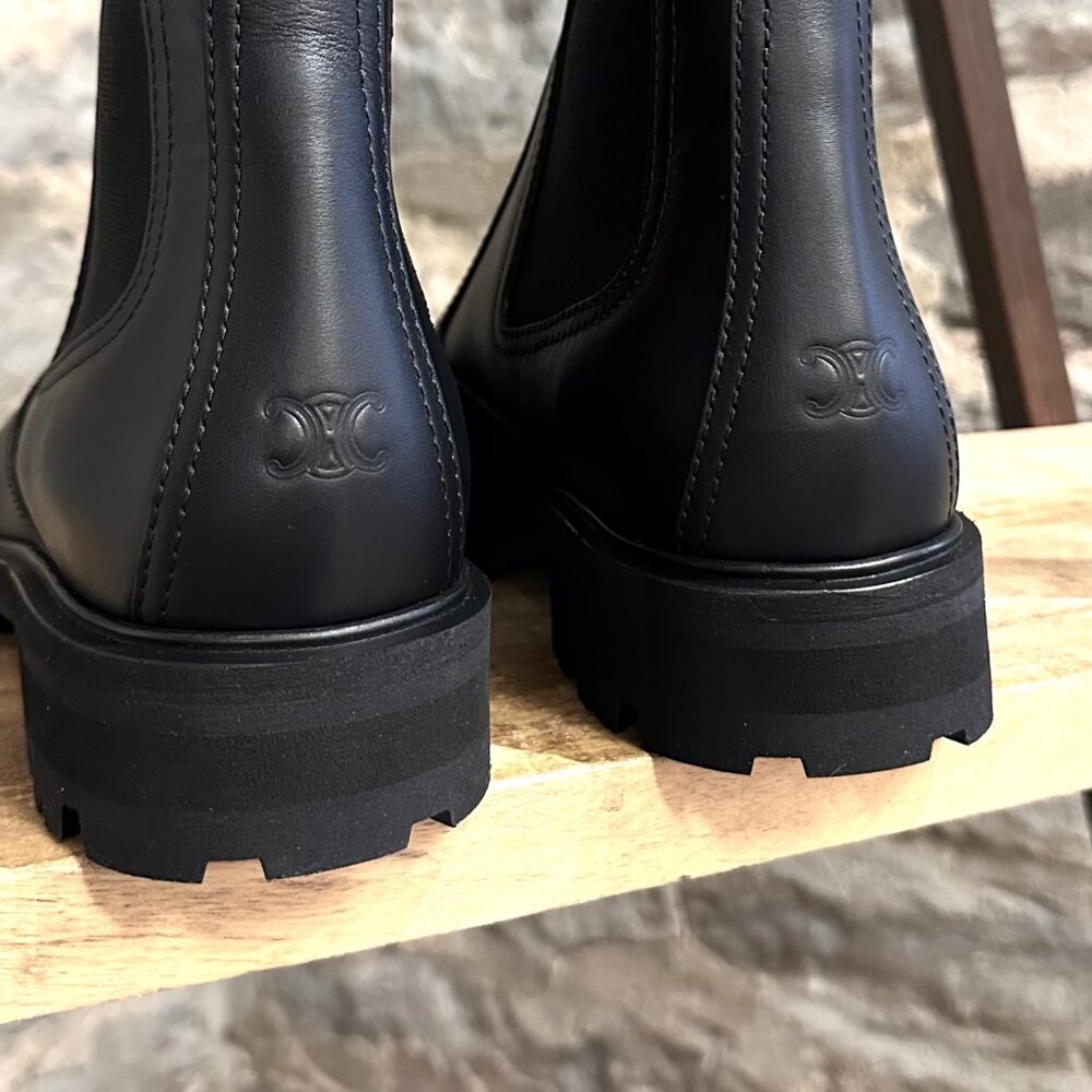 Celine Black Leather Margaret Lug Chelsea Boots - Picture 6 of 13